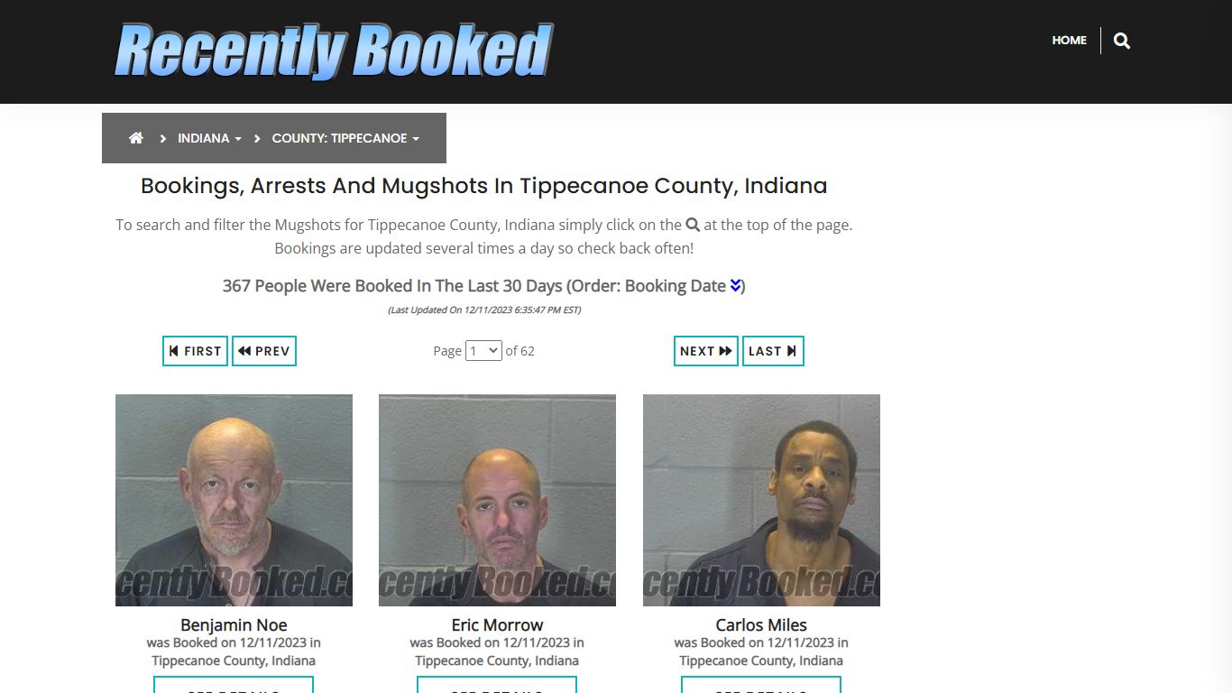 Bookings, Arrests and Mugshots in Tippecanoe County, Indiana
